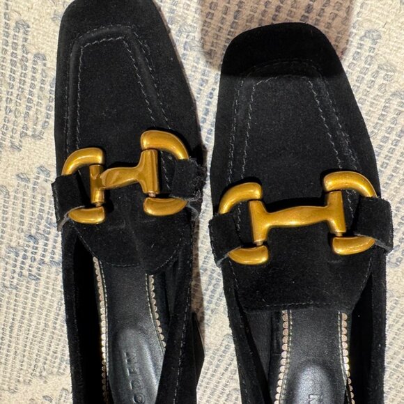 Boden black suede block heel Iris Snaffle Heeled Loafer - Picture 3 of 6